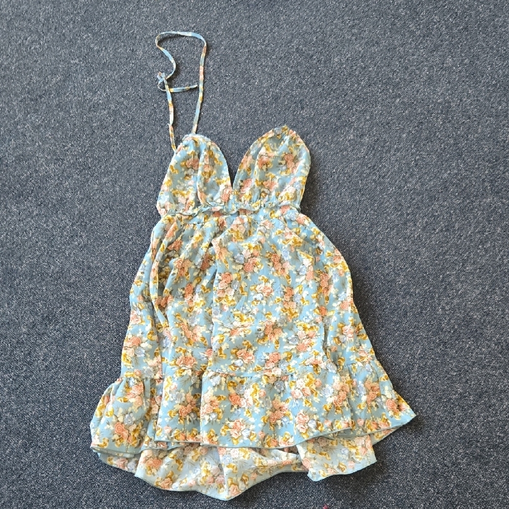 Floral Blue and Yellow Sundress